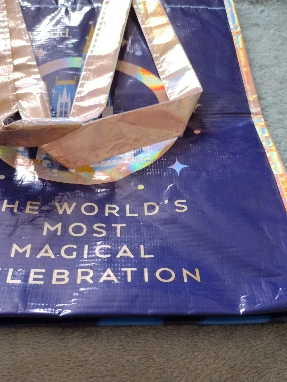 Disney 50th Celebration Reusable Tote Bag in Navy and Gold